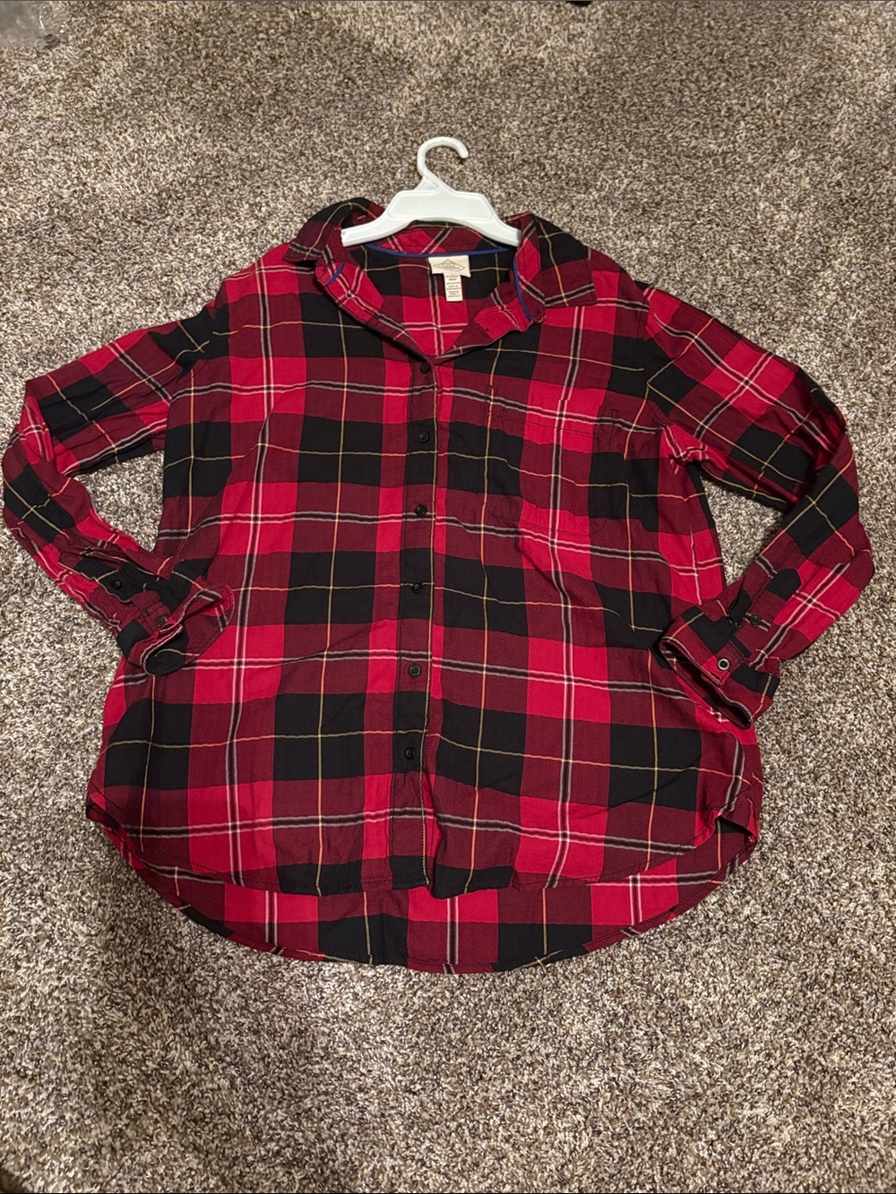 Red Plaid Button-Front Shirt St John’s Bay